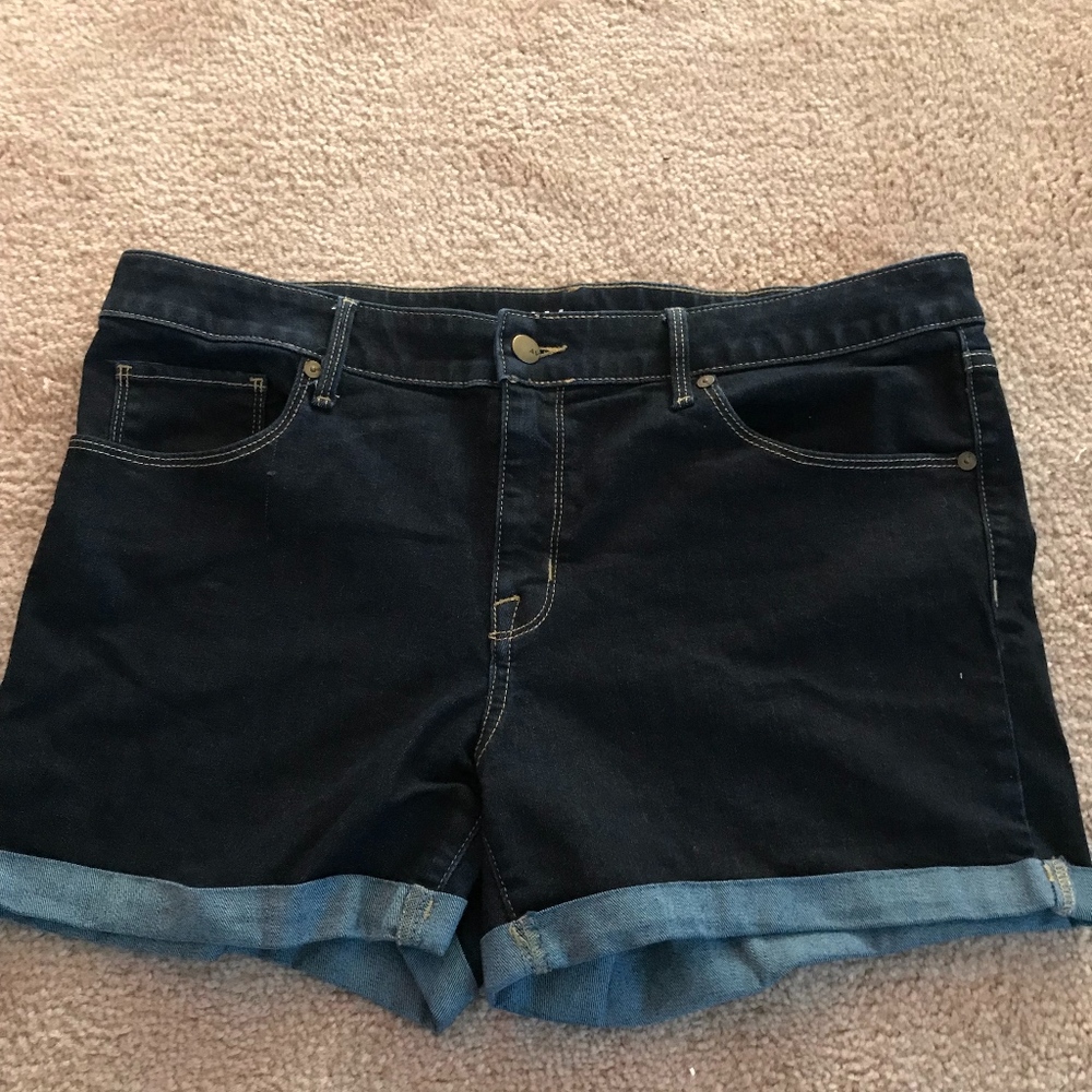 Ava and Viv dark wash denim midi shorts